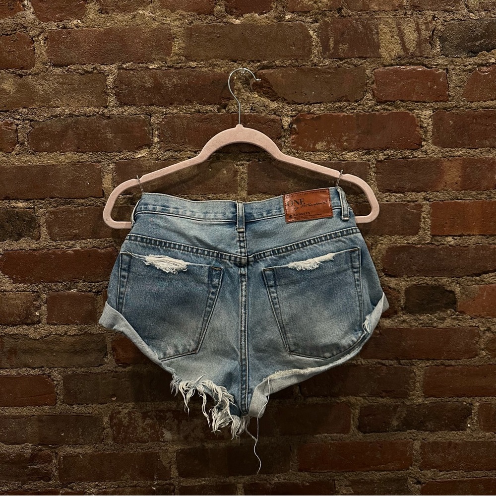 NWOT Oneteaspoon Jean Shorts Relaxed Fit Long Rise Button Fly Twisted Cuff | 25
